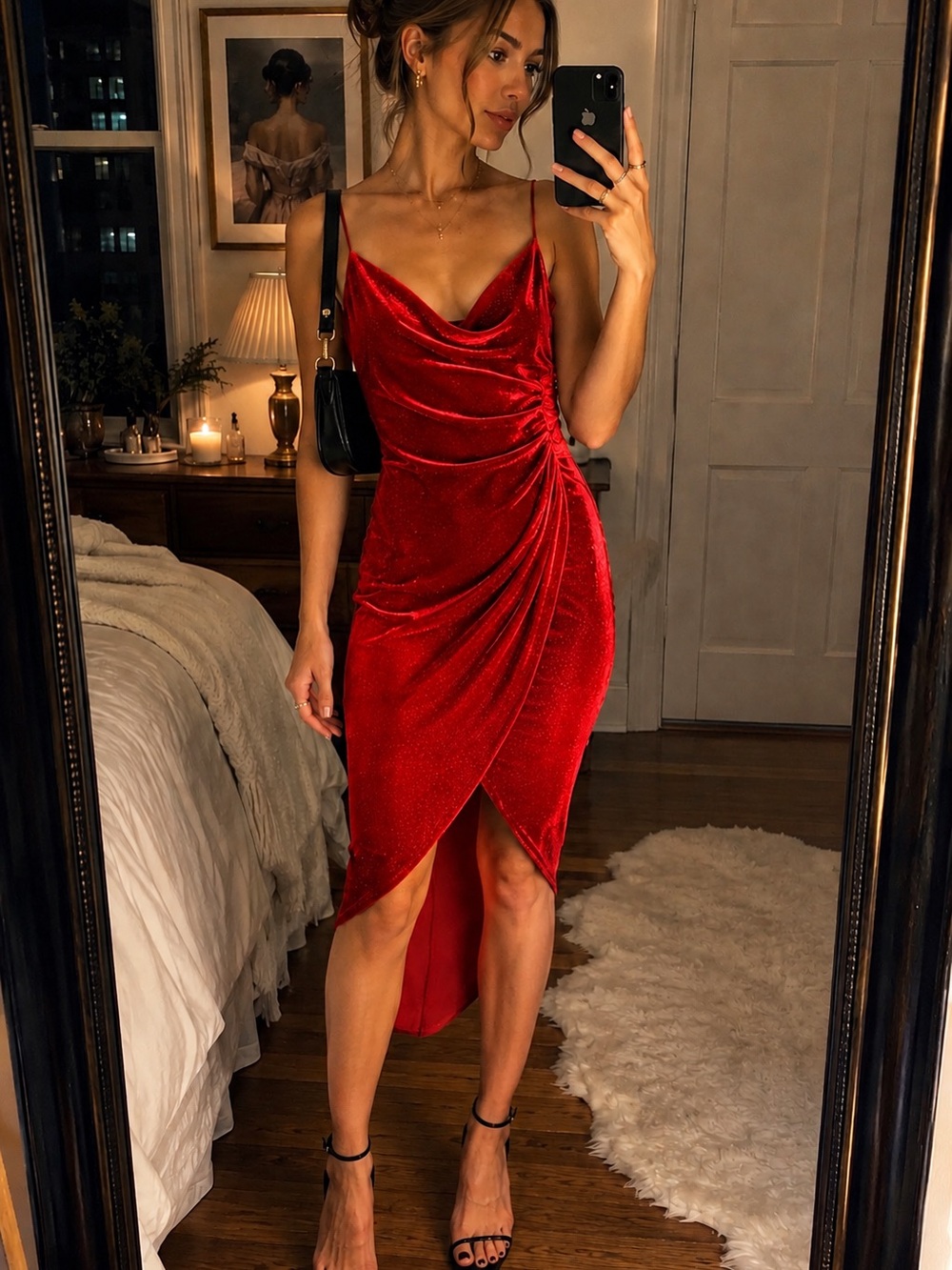 Rampage VTG mob wife vampy Red Velvet Slip Dress Sz S Y2K Gossip Girl Midi Dress